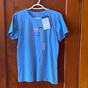 Life Is Good blue shirt
